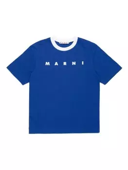 Marni Kids футболка из хлопка с логотипом, синий