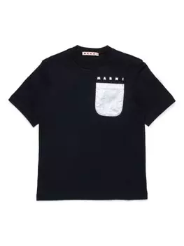 Marni Kids футболка из хлопка с логотипом, черный
