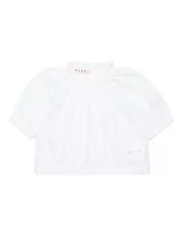 Marni Kids футболка из хлопка с оборкой на горловине, белый