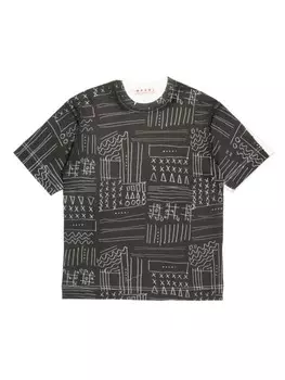 Marni Kids футболка с графичным принтом, черный