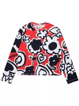 Marni Kids футболка с графичным принтом, красный