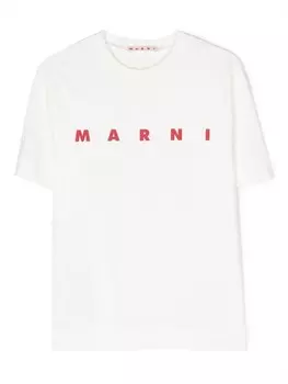 Marni Kids футболка с логотипом, белый