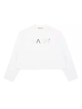 Marni Kids футболка с логотипом, белый