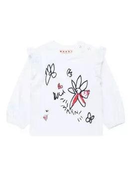 Marni Kids футболка с принтом, белый