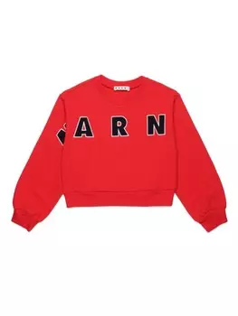 Marni Kids хлопковая толстовка с логотипом-аппликацией, красный