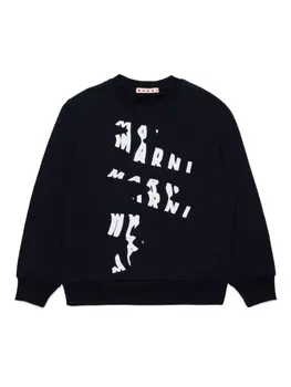 Marni Kids хлопковая толстовка с логотипом, черный