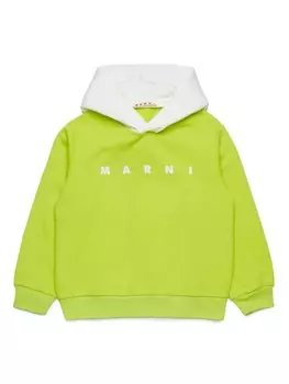 Marni Kids хлопковая толстовка с логотипом, зеленый