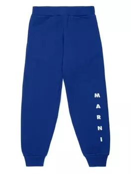 Marni Kids хлопковые спортивные брюки с логотипом, синий