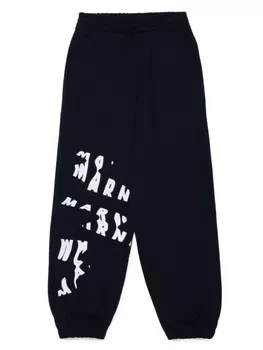 Marni Kids хлопковые спортивные брюки с логотипом, черный