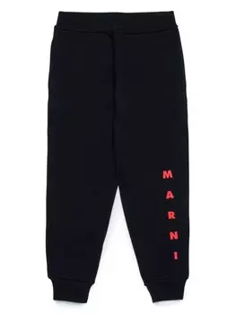 Marni Kids хлопковые спортивные брюки с логотипом, черный
