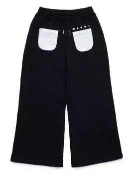 Marni Kids хлопковые спортивные брюки с металлическими деталями, черный