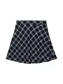 Marni Kids клетчатая юбка А-силуэта с вышитым логотипом, черный
