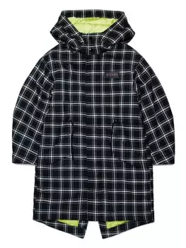 Marni Kids клетчатое пальто с капюшоном, черный