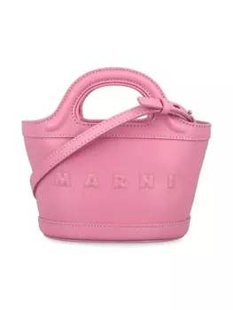 Marni Kids кожаная сумка с тиснением логотипа, розовый