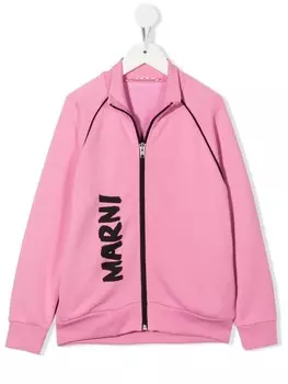 Marni Kids куртка на молнии с логотипом, розовый