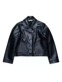 Marni Kids куртка с фестонами и вышитым логотипом, черный