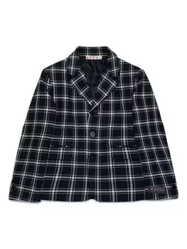Marni Kids однобортный пиджак в клетку, черный