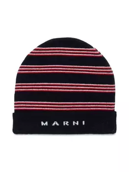 Marni Kids полосатая шапка бини, черный
