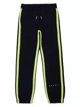 Marni Kids полосатые хлопковые спортивные брюки, черный