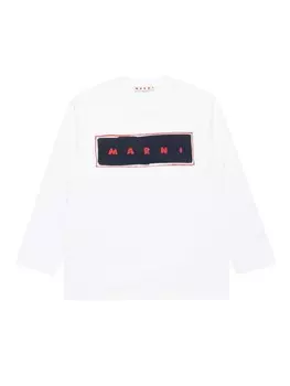 Marni Kids рубашка с длинными рукавами и логотипом, белый