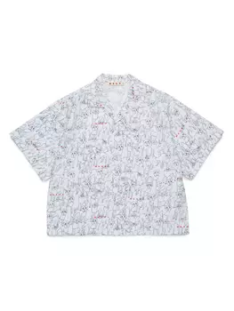 Marni Kids рубашка с принтом, белый