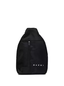 Marni Kids рюкзак с вышитым логотипом, черный