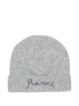 Marni Kids шапка бини с вышитым логотипом, серый
