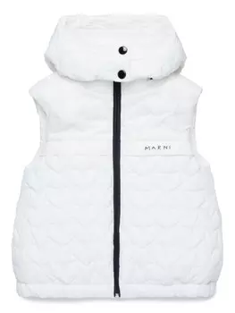 Marni Kids стеганый жилет со съемным капюшоном, белый