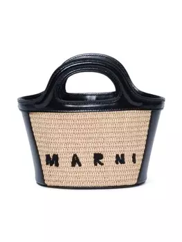 Marni Kids сумка-ведро с вышитым логотипом Tropicallia, нейтральный цвет