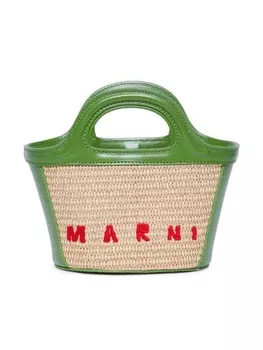 Marni Kids сумка-ведро с вышитым логотипом Tropicallia, нейтральный цвет