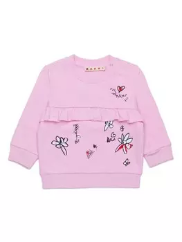 Marni Kids толстовка с графичным принтом, розовый