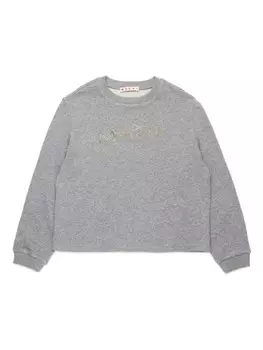 Marni Kids толстовка с вышитым логотипом, серый