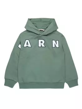 Marni Kids толстовка с вышитым логотипом, зеленый