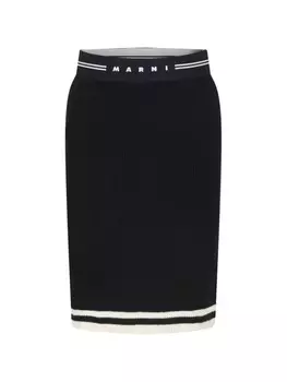 Marni Kids юбка миди с логотипом на поясе, черный