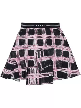 Marni Kids юбка с расклешенным подолом и логотипом на поясе, черный