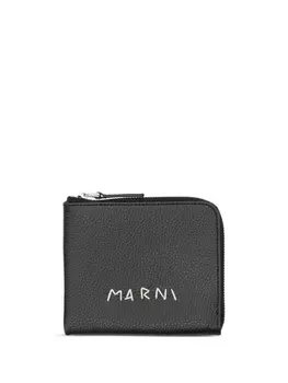 Marni кошелек на молнии с логотипом, черный