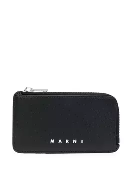Marni кошелек с круговой молнией и логотипом, черный