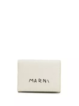 Marni кошелек в три сложения с логотипом, белый