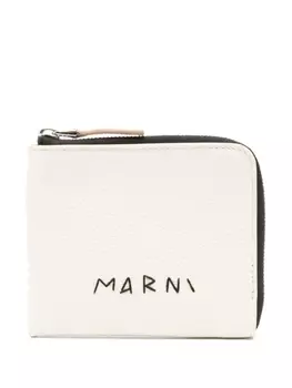 Marni кожаный кошелек с вышитым логотипом, белый