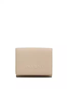 Marni кожаный кошелек с вышитым логотипом, нейтральный цвет