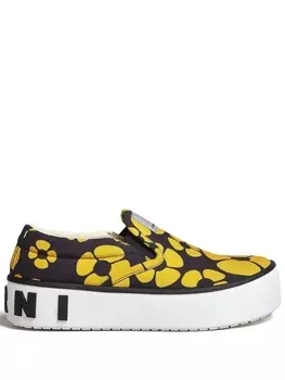 Marni кроссовки с цветочным принтом, желтый