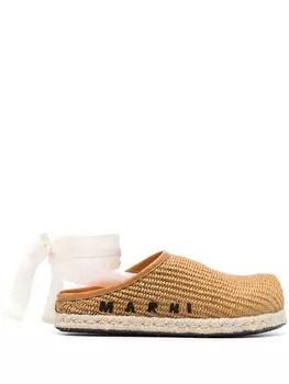 Marni лоферы с вышитым логотипом, коричневый