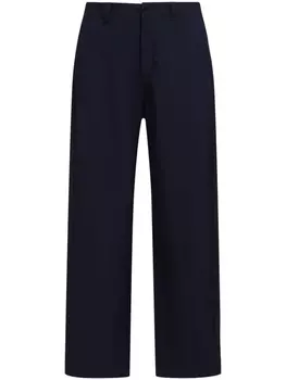 Marni logo-waistband virgin-wool trousers, синий