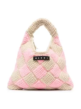 Marni маленькая сумка Market Diamond в технике кроше, розовый