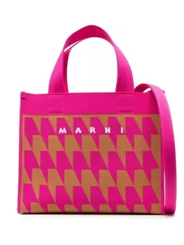 Marni маленькая сумка-тоут в ломаную клетку, розовый