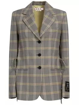Marni однобортный блейзер в клетку, серый