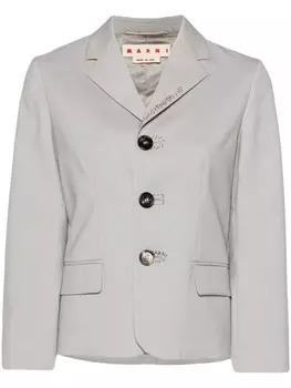 Marni однобортный шерстяной блейзер с вышивкой, серый