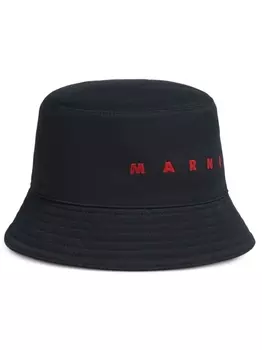 Marni панама с вышитым логотипом, черный