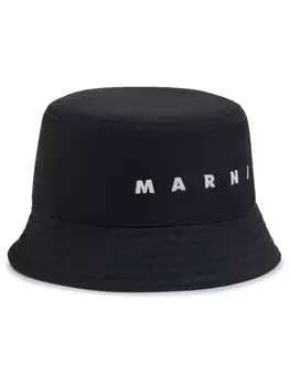 Marni панама с вышитым логотипом, черный