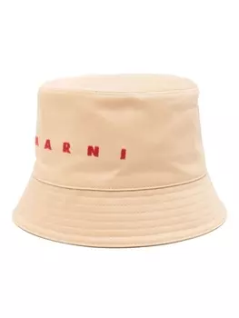 Marni панама с вышитым логотипом, нейтральный цвет